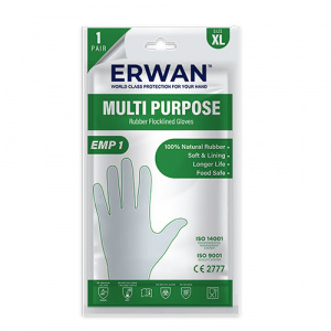 ERWAN™ Rubber Flocklined Gloves Multi Purpose Gloves, Yellow, EMP1